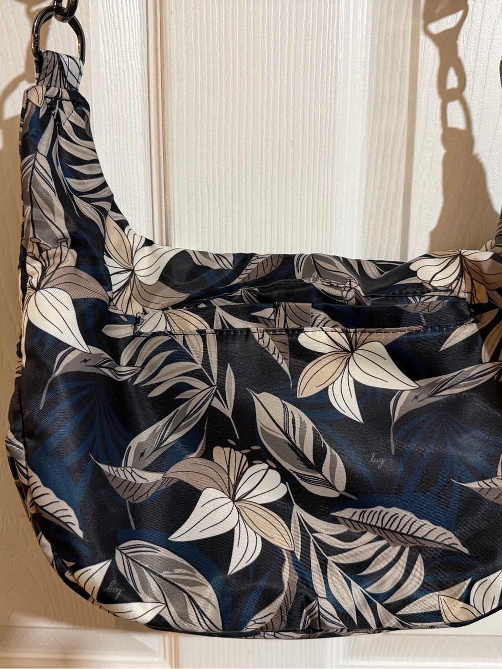 Lug Hippy Lily Black Floral Quilted Crossbody Stylish Versatile Casual Zip Close
